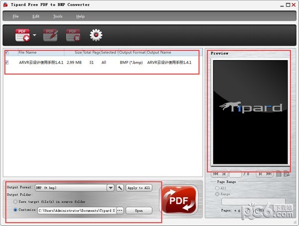 Tipard Free PDF to BMP Converter(PDF转BMP工具)